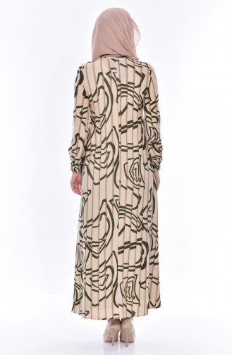 Khaki Hijab Dress 6089-01