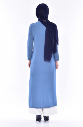 Front Narrow Cut Long Tunic 1301-03 İndigo 1301-03