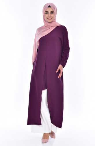 Front Narrow Cut Long Tunic1301-06 Purple 1301-06