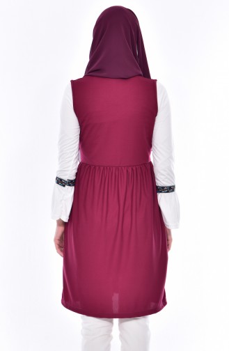 Ensemble Deux Pieces Tunique Gilet 3804-06 Plum 3804-06