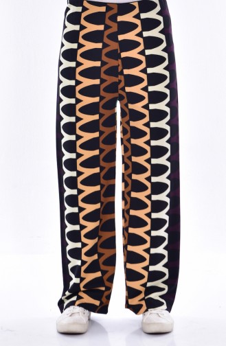 Patterned Pants 7802-02 Black Purple 7802-02