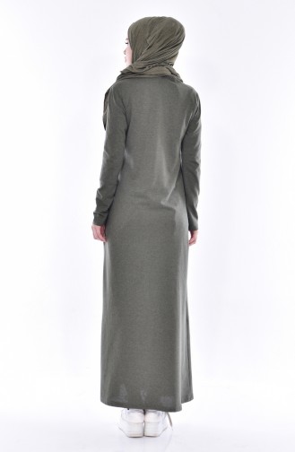 Light Khaki Green Hijab Dress 2876-11