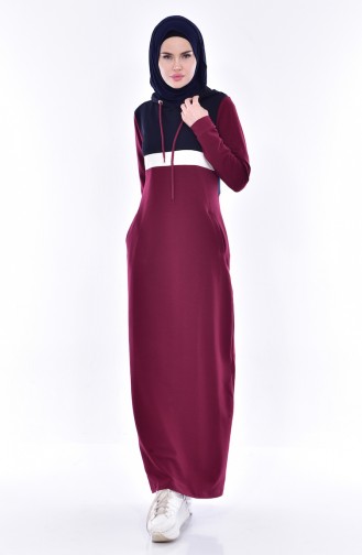 Claret Red Hijab Dress 8192-01