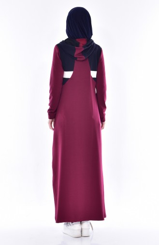 Claret Red Hijab Dress 8192-01