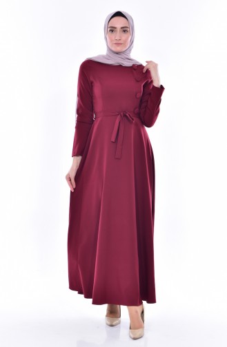 Belted Dress 1089-07 Claret Red 1089-07
