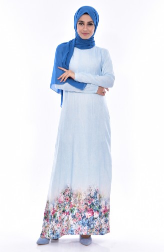 Ice Blue Hijab Dress 3497-04