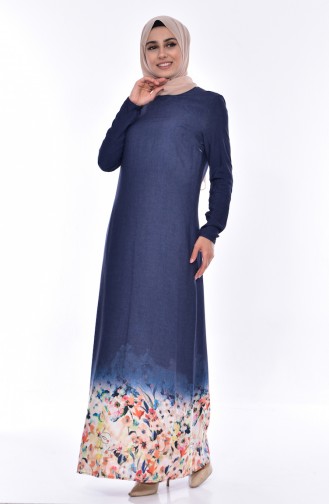 Indigo Hijab Dress 3497-03