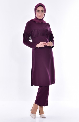 Tunik Pantolon İkili Takım 4467-04 Mürdüm 4467-04