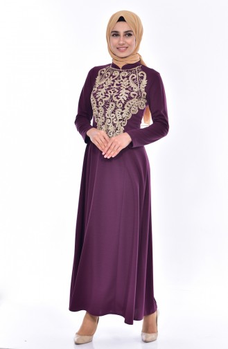 Kleid mit Spitzen 4466-04 Zwetschge 4466-04