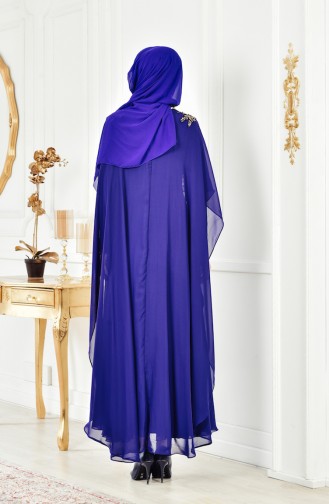 Saxe Hijab Evening Dress 6411-01
