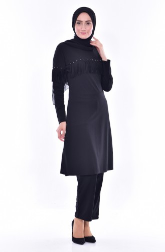 Tunik Pantolon İkili Takım 4467-01 Siyah 4467-01