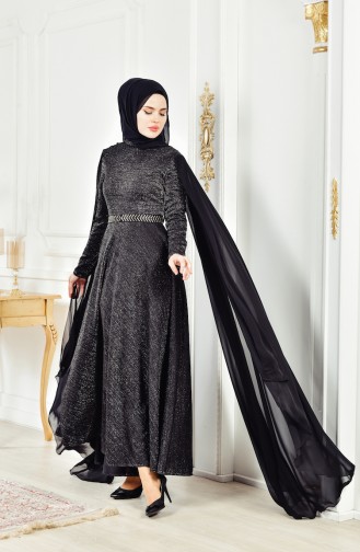 Robe de Soirée a Paillette 6405-04 Noir 6405-04