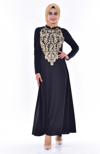 Kleid mit Spitzen 4466-05 Schwarz 4466-05