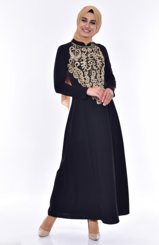 Kleid mit Spitzen 4466-05 Schwarz 4466-05