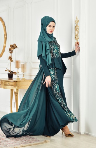 Abendkleid mit Pailetten 6353-04 Smaragdgrün 6353-04