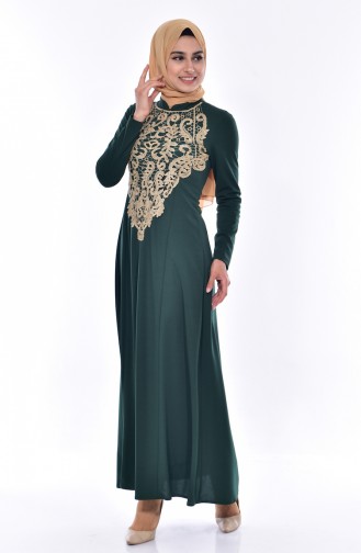 Kleid mit Spitzen 4466-02 Smaragdgrün 4466-02