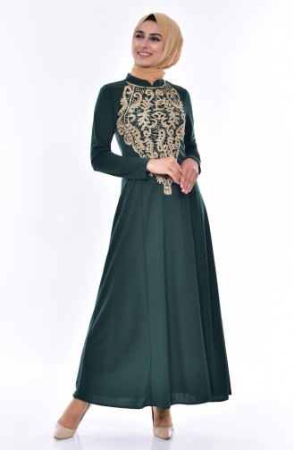 Kleid mit Spitzen 4466-02 Smaragdgrün 4466-02