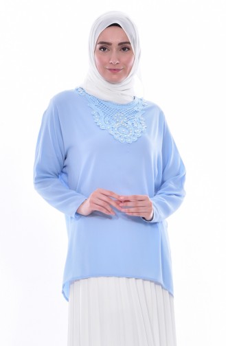 İncili Asimetrik Tunik 0732-05 Bebe Mavisi