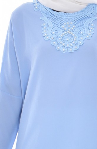 Pearls Asymmetric Tunic 0732-05 Baby Blue 0732-05