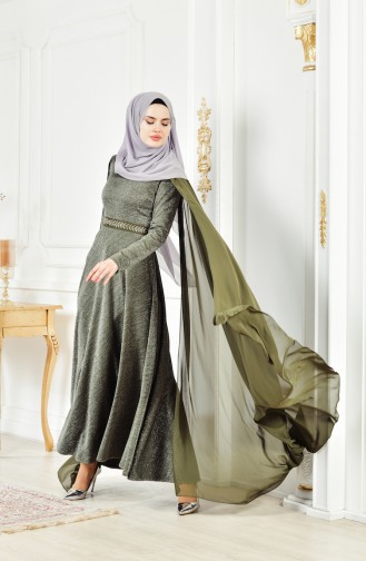 Abendkleid mit Glitzer 6405-03 Khaki 6405-03