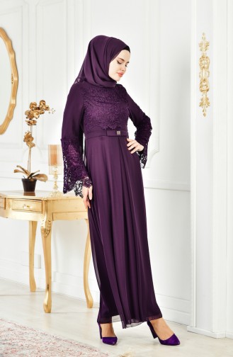 Purple Hijab Evening Dress 52670-09