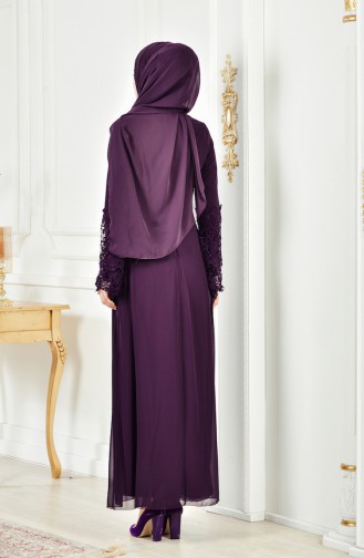 Purple Hijab Evening Dress 52670-09