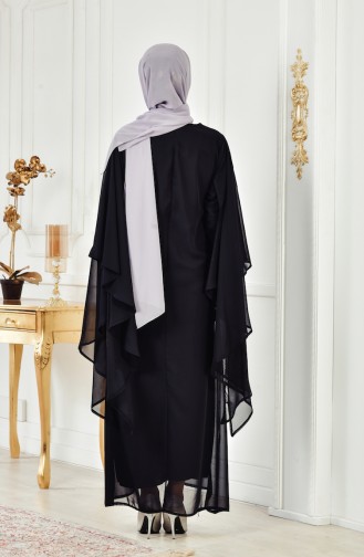 Robe de Soirée İmprimée de Pierre Grande Taille 3011-01 Noir 3011-01