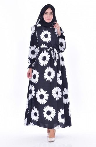 Floral Dress 4149-01 Black White 4149-01