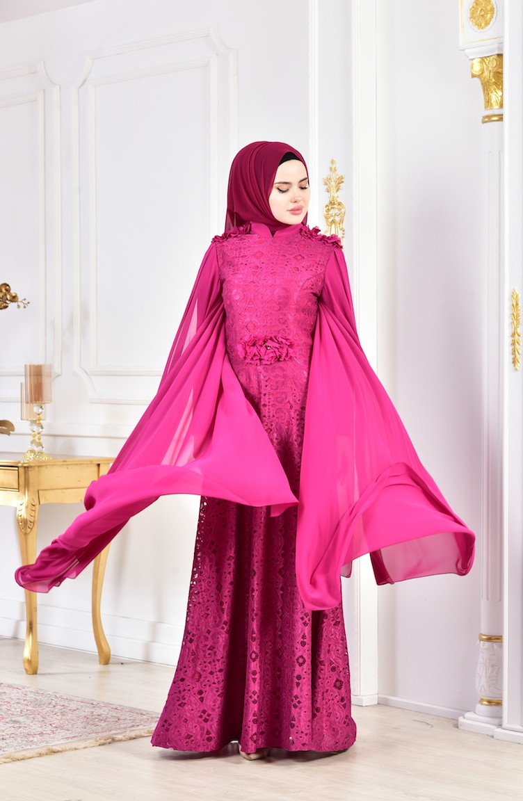 robe dentelle fushia