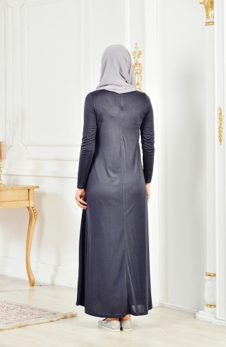 Grau Hijab Kleider 6087-09