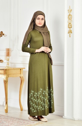 صفامروة فستان للصلاة والعمرة 6087-01 لون اخضر كاكي 6087-01