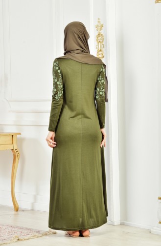 دلبر صفامروة فستان عمرة 6090-01 لون اخضر كاكي 6090-01