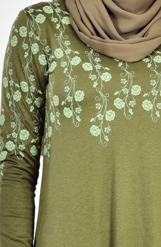 دلبر صفامروة فستان عمرة 6090-01 لون اخضر كاكي 6090-01
