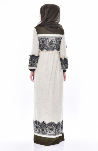 Khaki Hijab Dress 7001-01