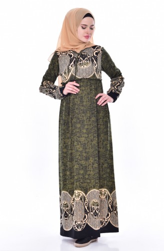 Khaki Hijab Dress 7002-06