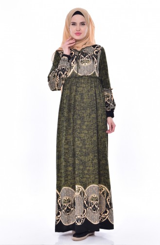 Khaki Hijab Dress 7002-06