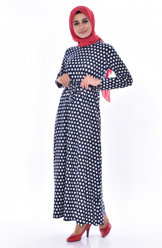 Navy Blue Hijab Dress 5158B-02