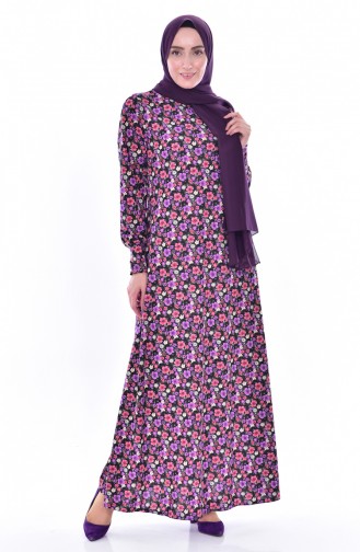 Flowered Dress 0189-03 Purple 0189-03