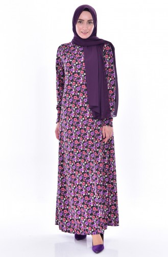 Flowered Dress 0189-03 Purple 0189-03