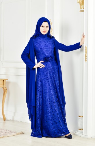 Saxon blue İslamitische Avondjurk 8113-03