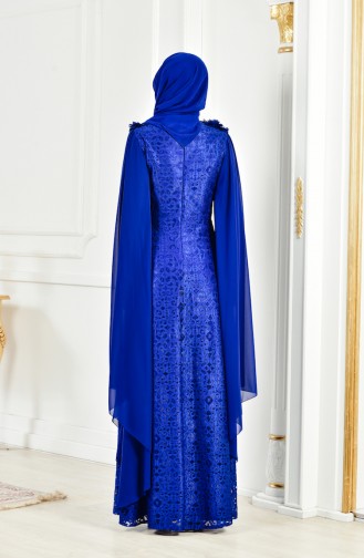 Saxe Hijab Evening Dress 8113-03