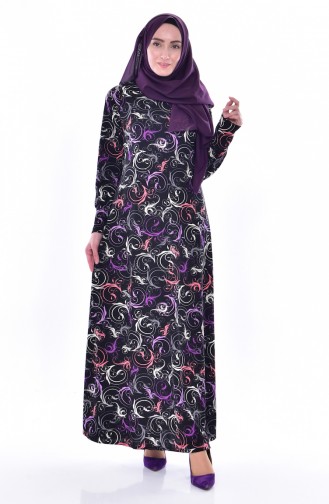 Patterned Dress 0193-02 Purple 0193-02
