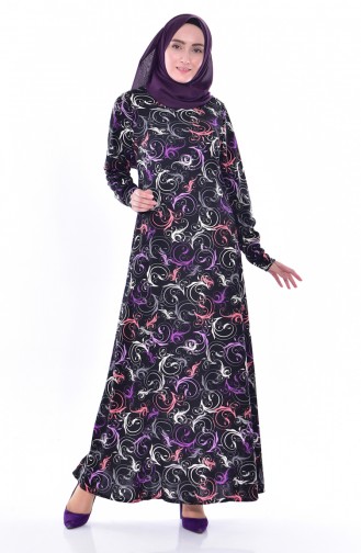 Patterned Dress 0193-02 Purple 0193-02