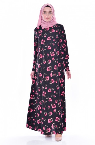 Robe Fleurie 0188-02 Noir Poudre 0188-02
