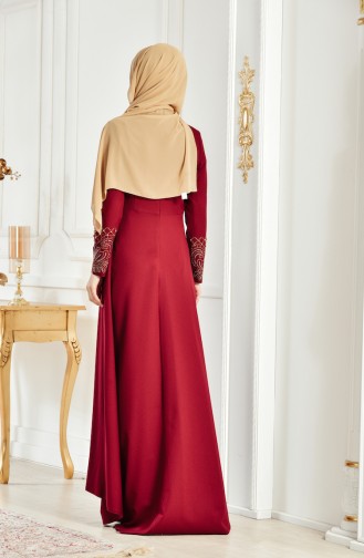 Claret Red Hijab Evening Dress 2007-04