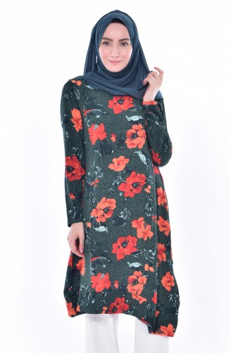 Çiçekli Tunik 5180-02 Haki