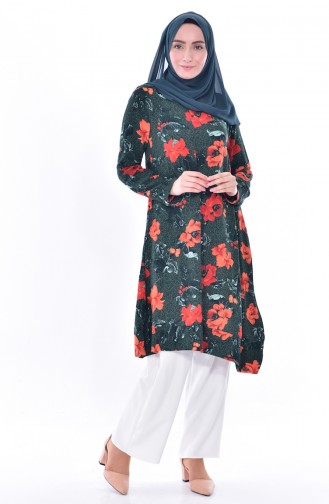 Çiçekli Tunik 5180-02 Haki