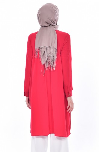 Tie Collar Pleated Tunic 1176-03 Red 1176-03