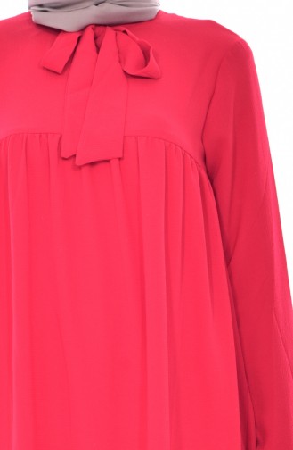 Tie Collar Pleated Tunic 1176-03 Red 1176-03