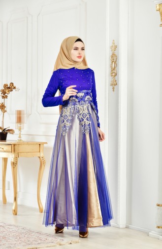 Perlen Abendkleid mit Spitzen 3115-01 Saks 3115-01